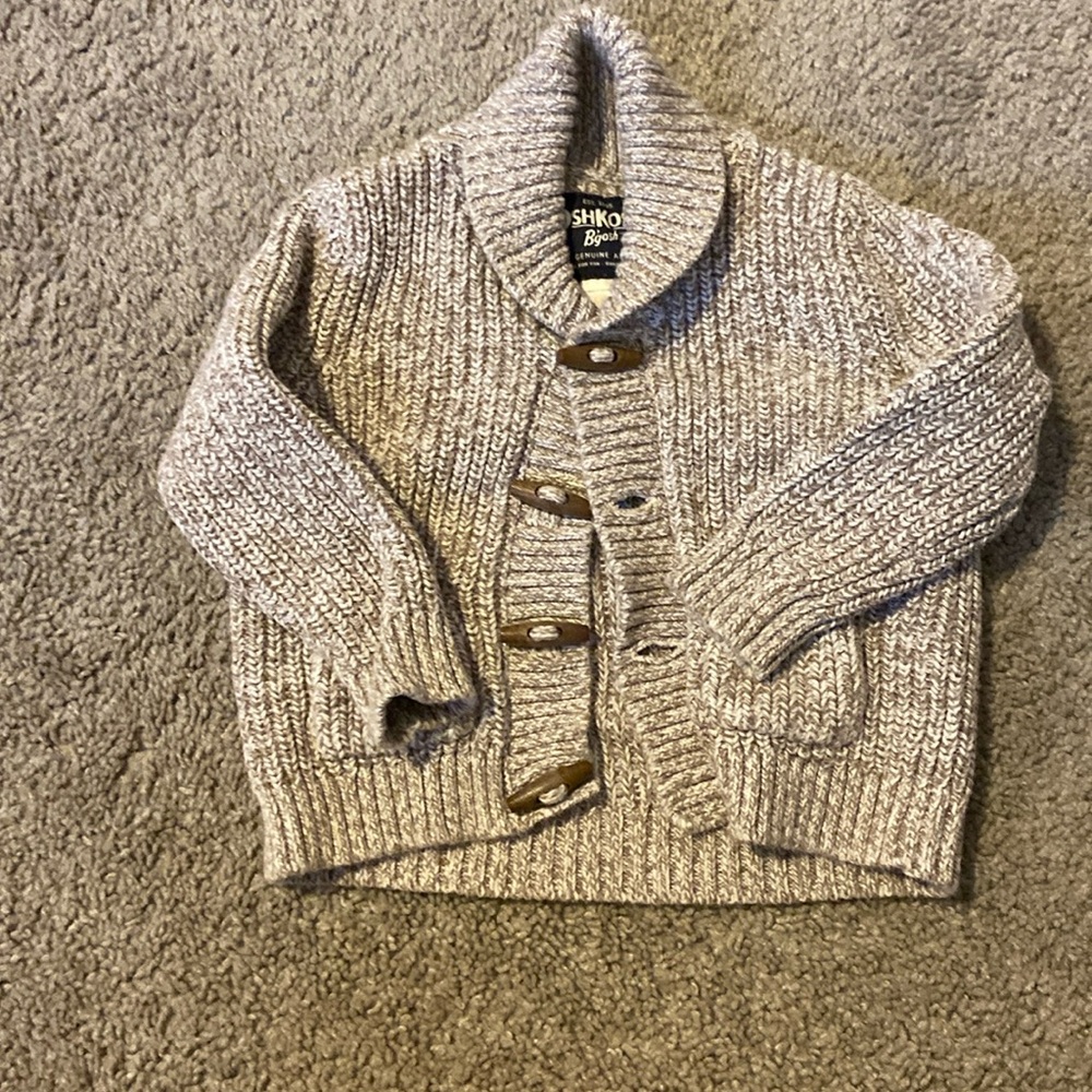 Oshkosh boys brown and white woven sweater